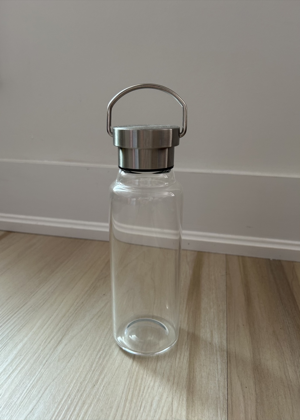 Glass Water Bottle with Metal Handle