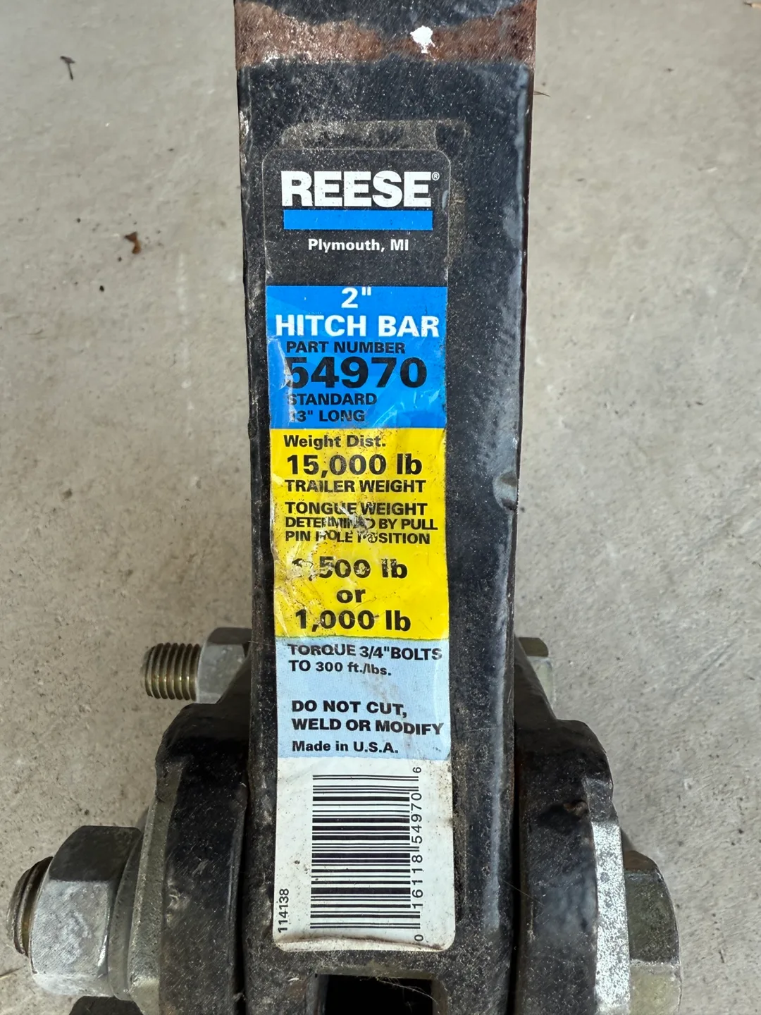 Reese 2" Hitch Bar 54970 image indicator(3)