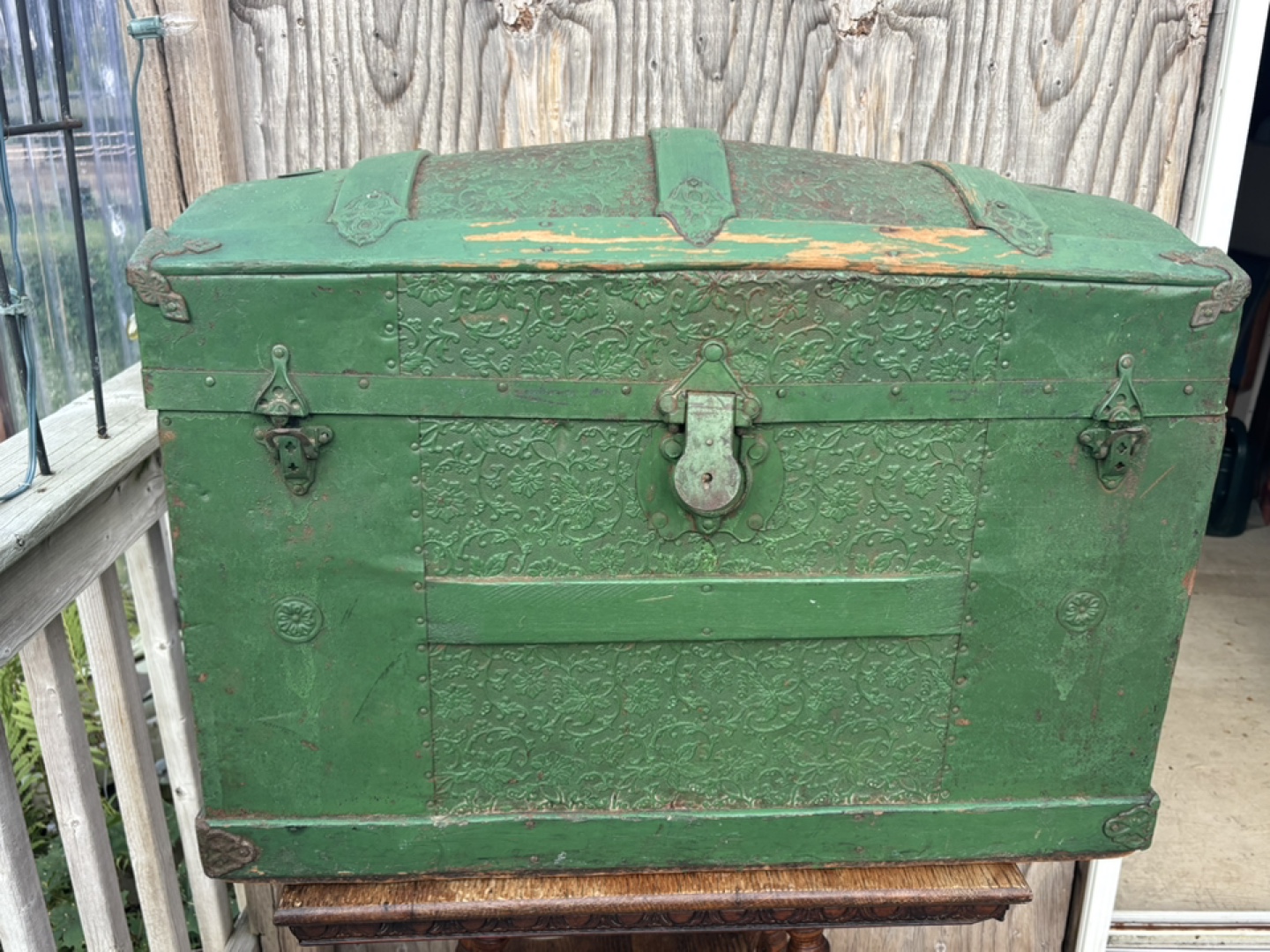Vintage Green Steamer Trunk, 70x58x39cm