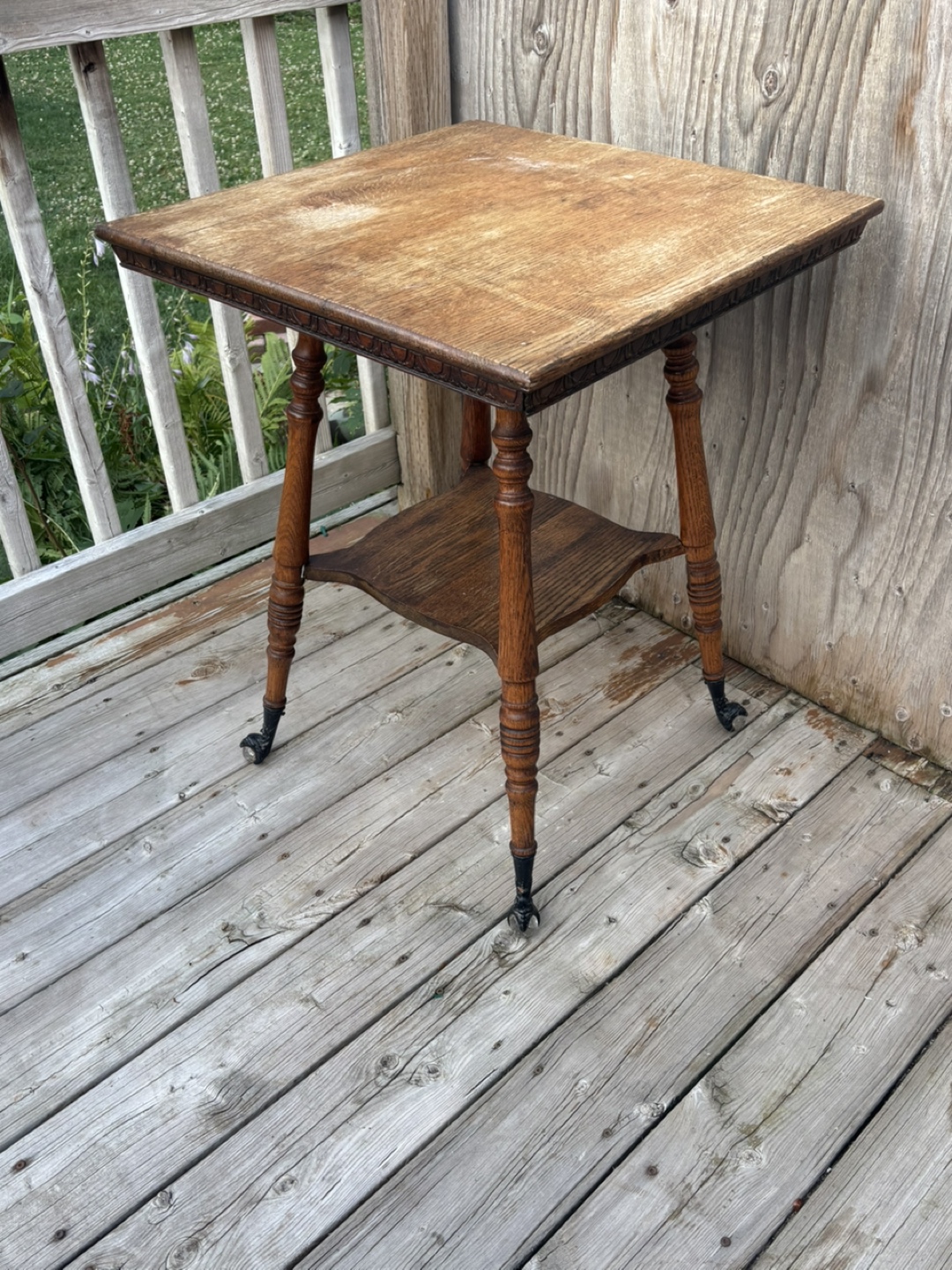 Antique Oak Chester Table with glass feet