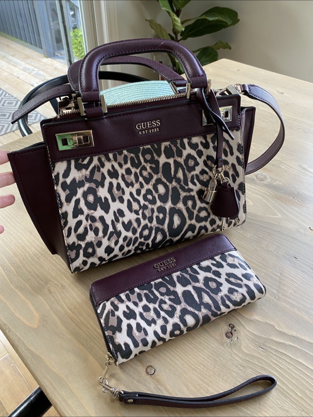 Guess Leopard Print Purse and Wallet Set
