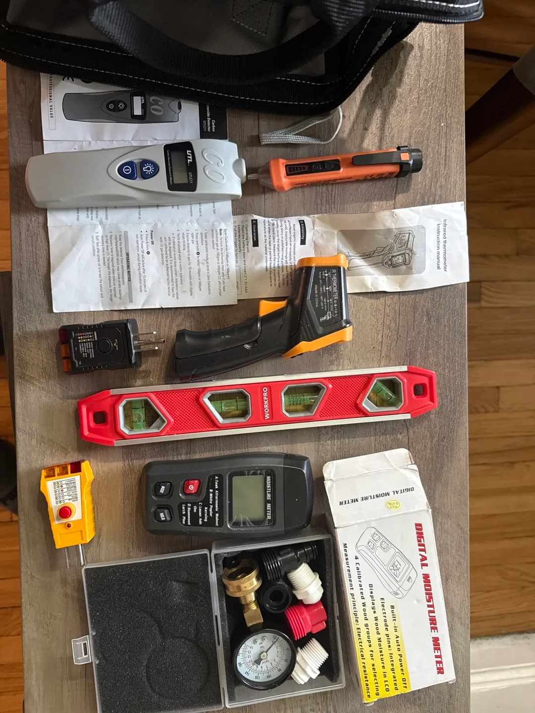 Variety of Tools with tool bag husky New home inspector tools image indicator(3)