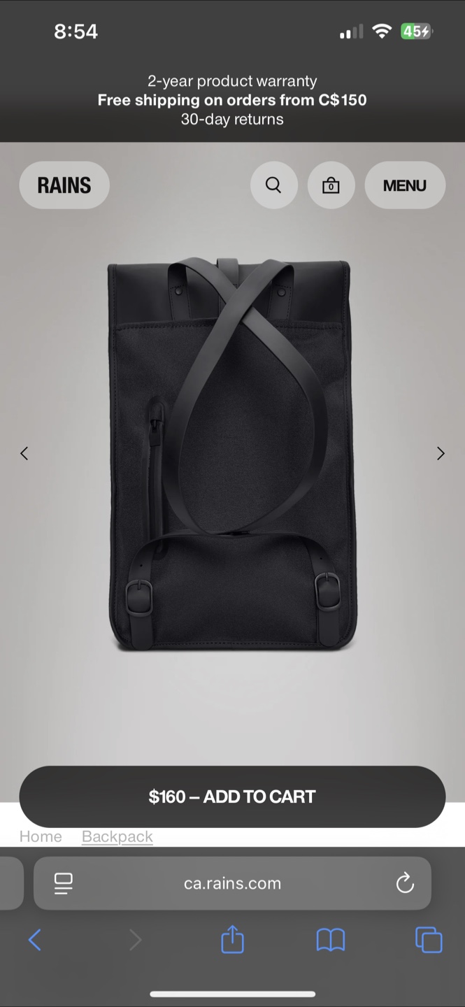 RAINS waterproof black backpack - photo 2