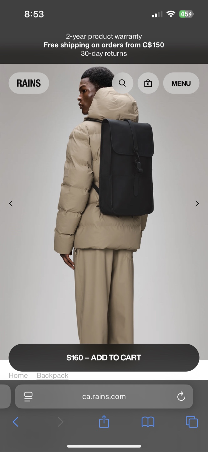 RAINS waterproof black backpack - photo 3