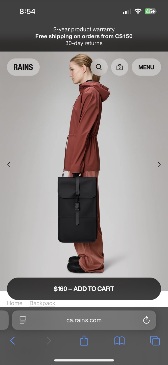RAINS waterproof black backpack - photo 4
