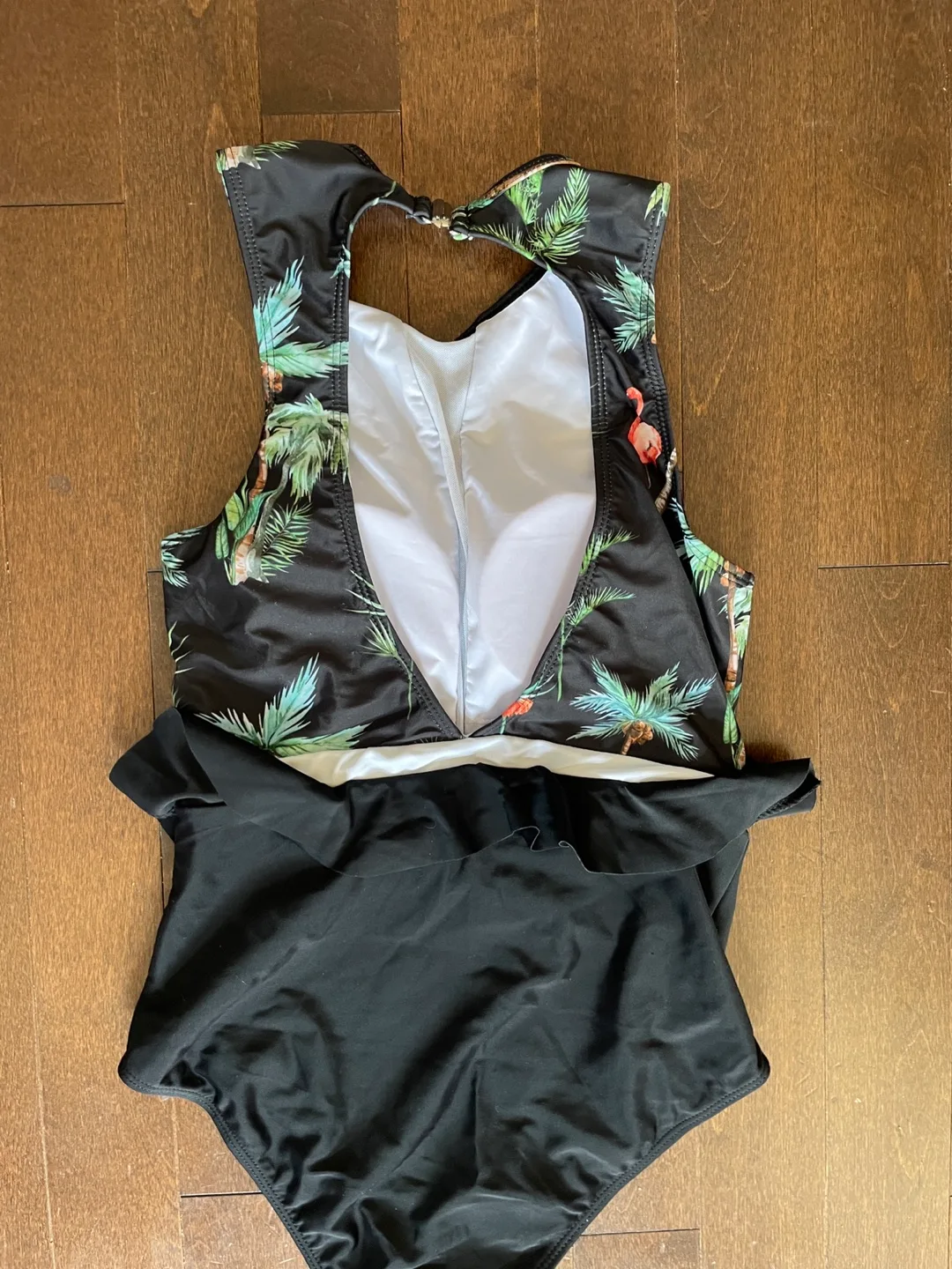 Black Tropical Print Swimsuit image indicator(2)