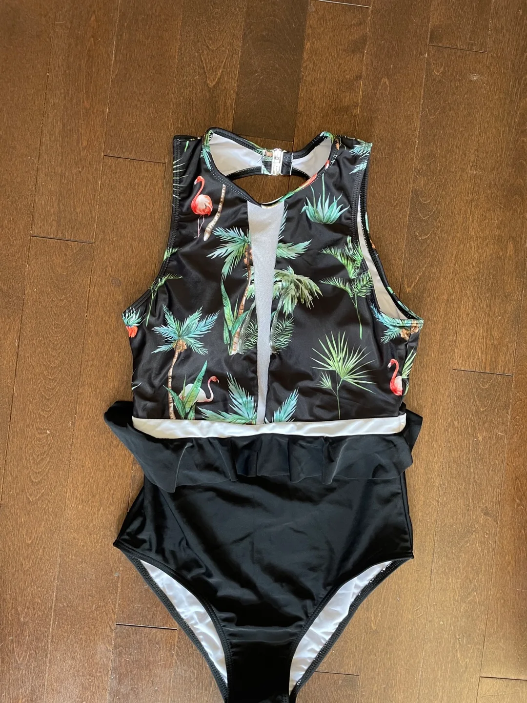 Black Tropical Print Swimsuit thumbnail