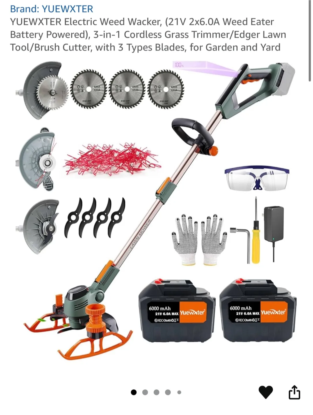 YUEWEXTER Electric Weed Wacker - 3-in-1 Cordless Grass Trimmer thumbnail