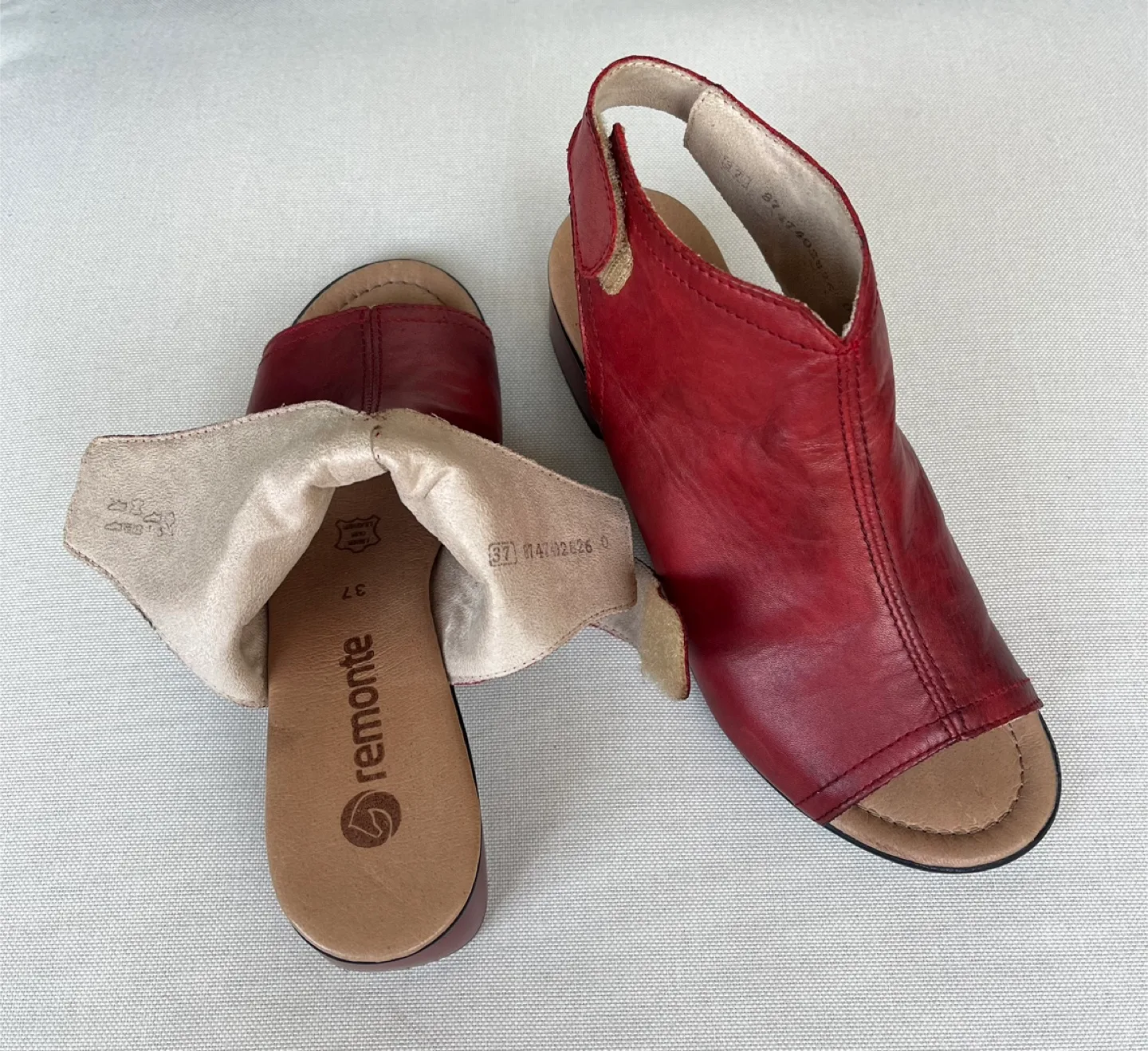 Remonte Soft Red Leather Sandals Size 7 image indicator(2)
