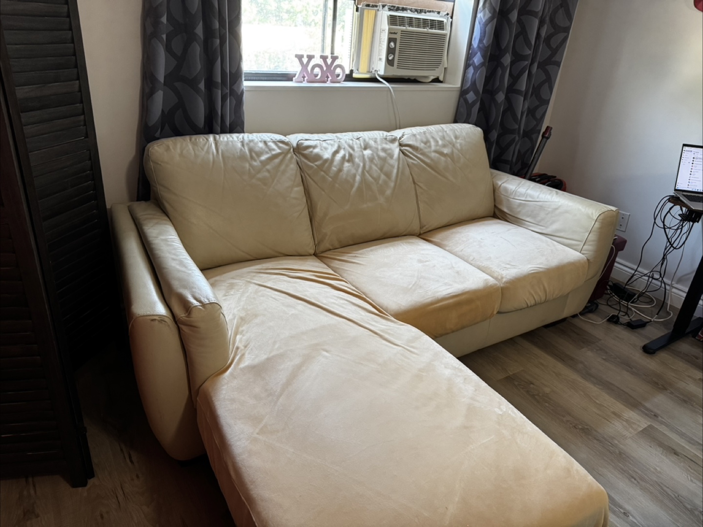 Beige Sectional Sofa with Chaise Lounge