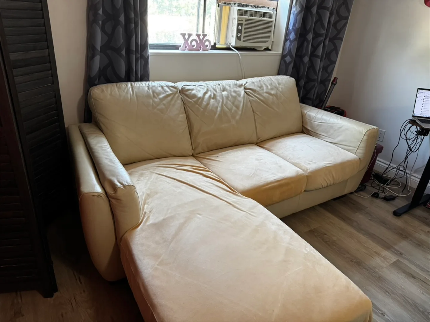 Beige Sectional Sofa with Chaise Lounge