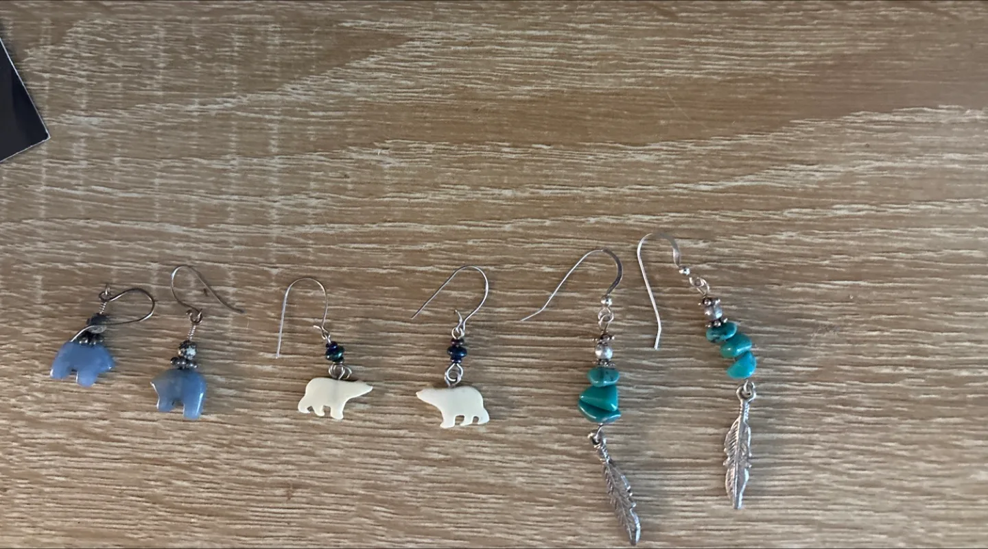 Set of 2 Handmade Bear and 1 Pair of Eagle Earrings image indicator(2)