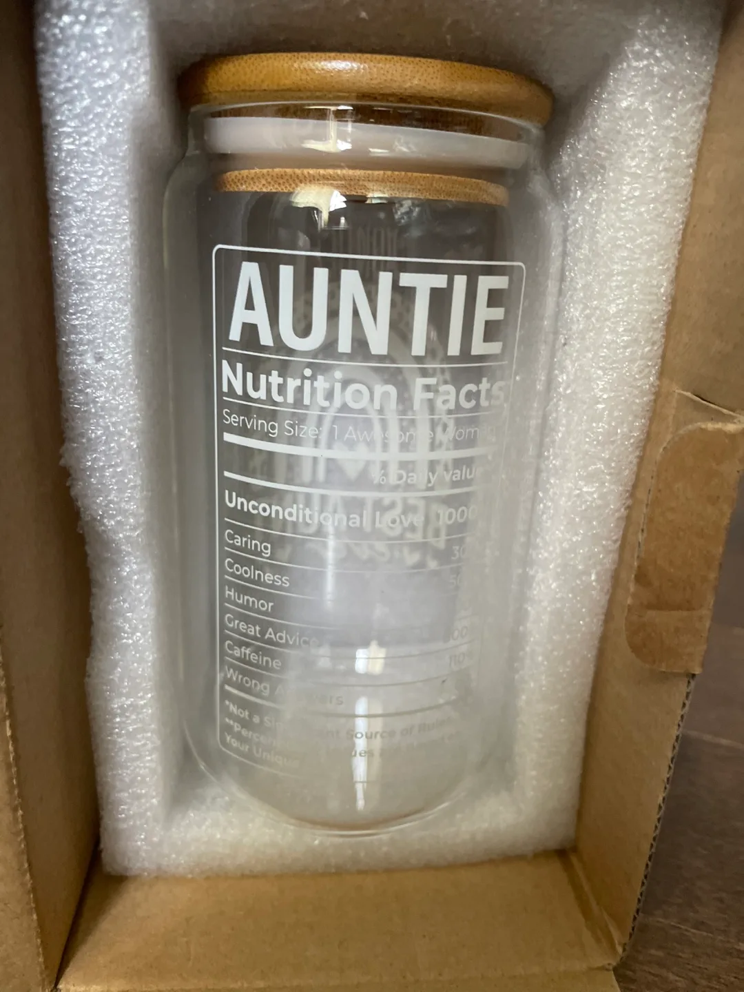 Auntie Nutrition Facts Glass with Bamboo Lid image indicator(2)