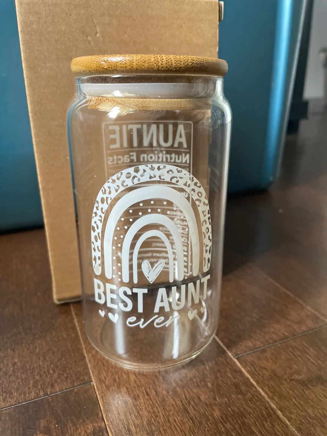 Auntie Nutrition Facts Glass with Bamboo Lid thumbnail
