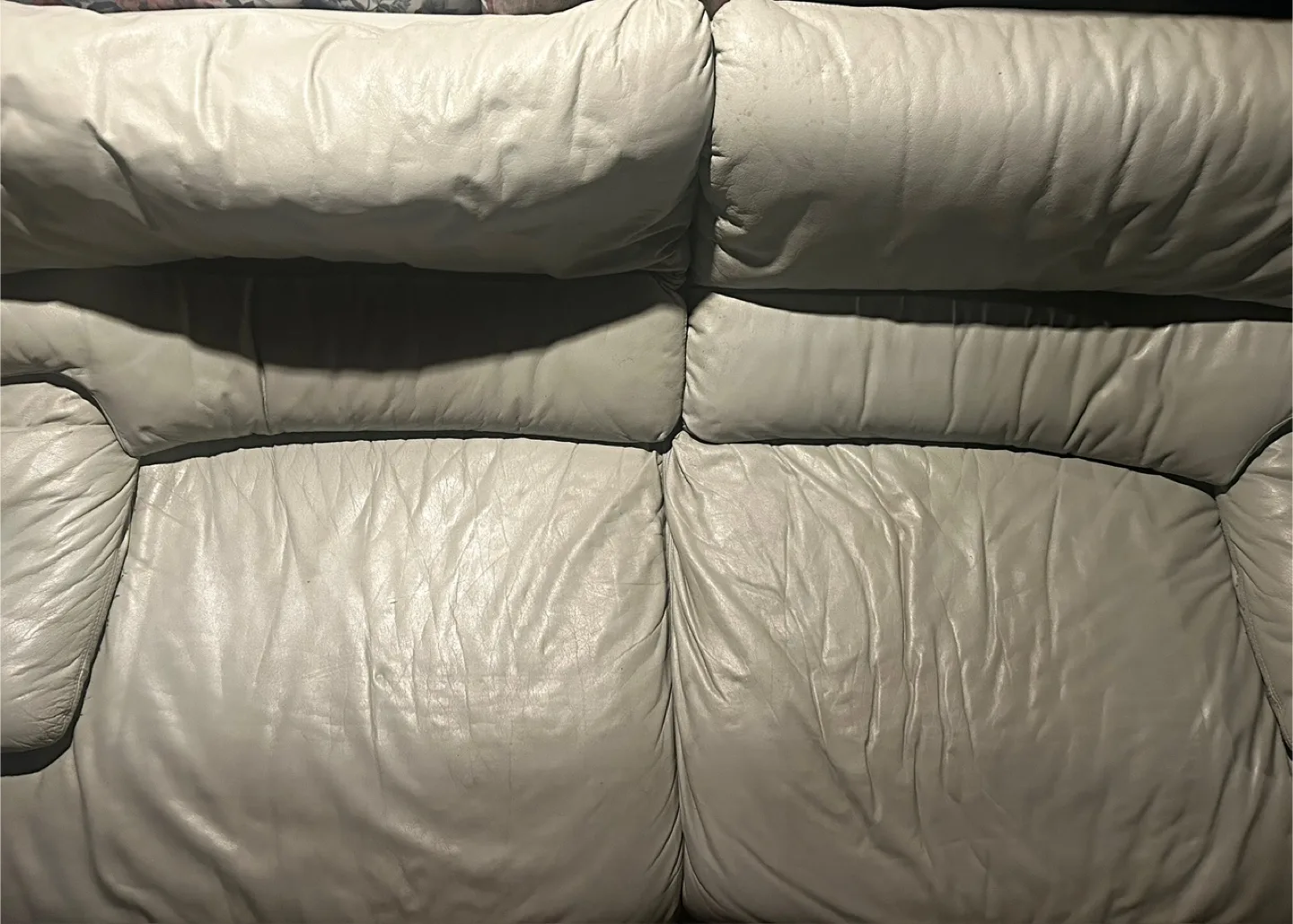 TWO Comfy Leather Sofas - Light Grey image indicator(4)