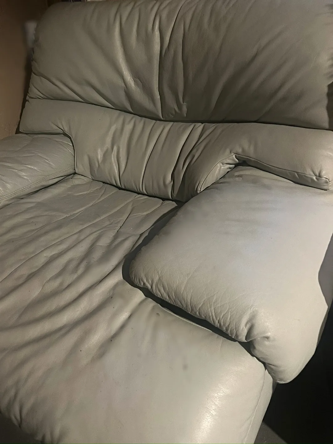 TWO Comfy Leather Sofas - Light Grey image indicator(7)