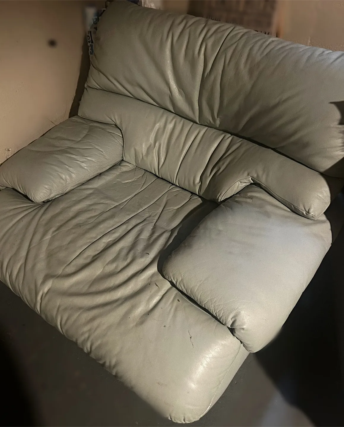 TWO Comfy Leather Sofas - Light Grey image indicator(8)