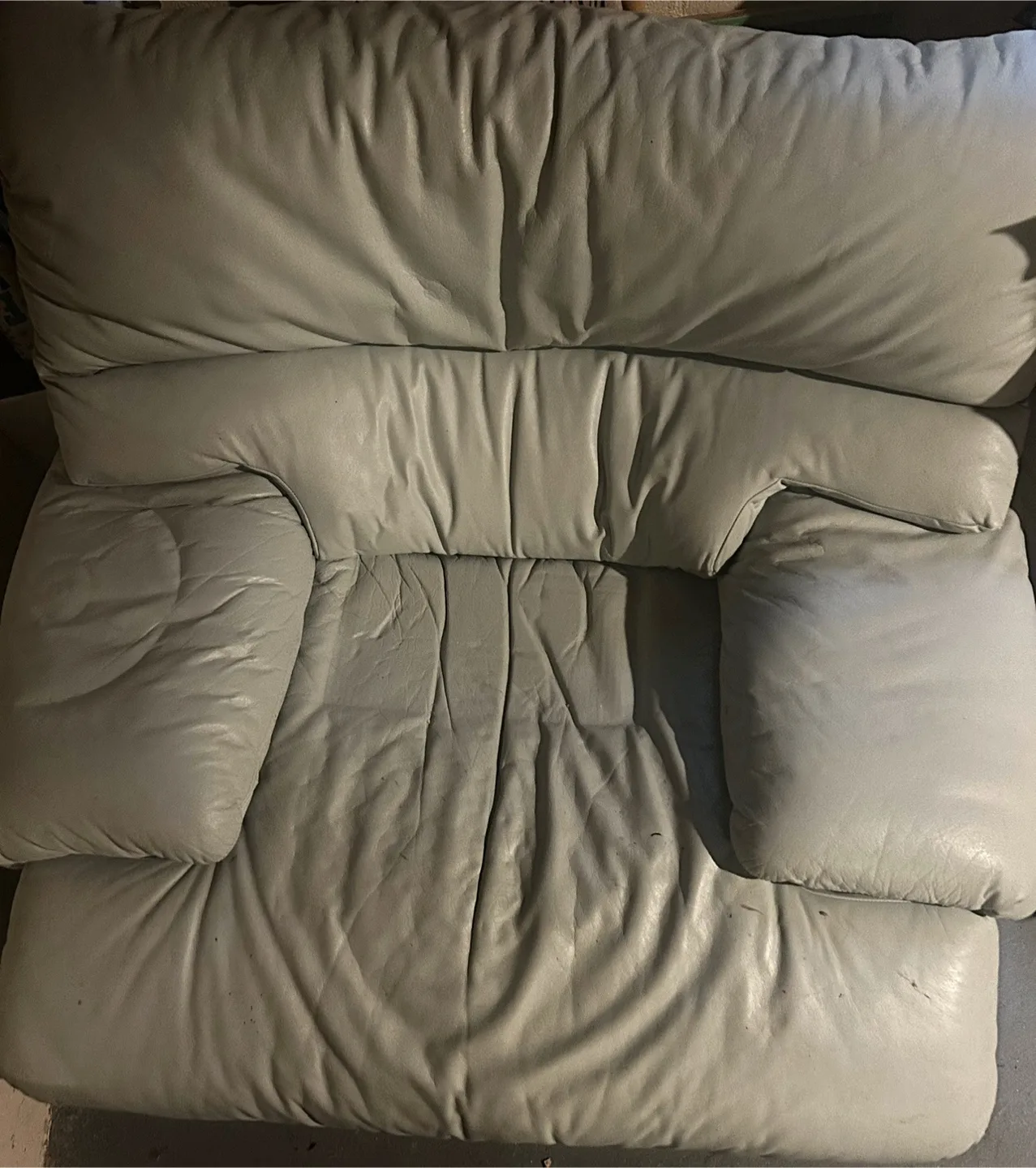 TWO Comfy Leather Sofas - Light Grey image indicator(9)