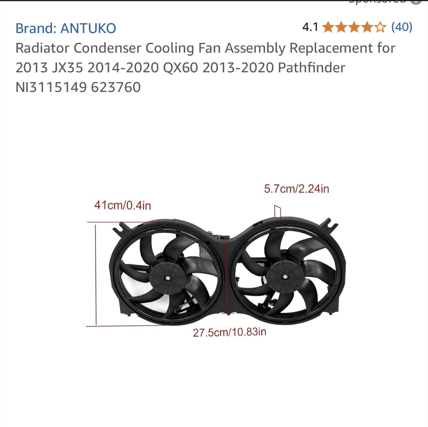 ANTUKO Radiator Condenser Cooling Fan Assembly - photo 2