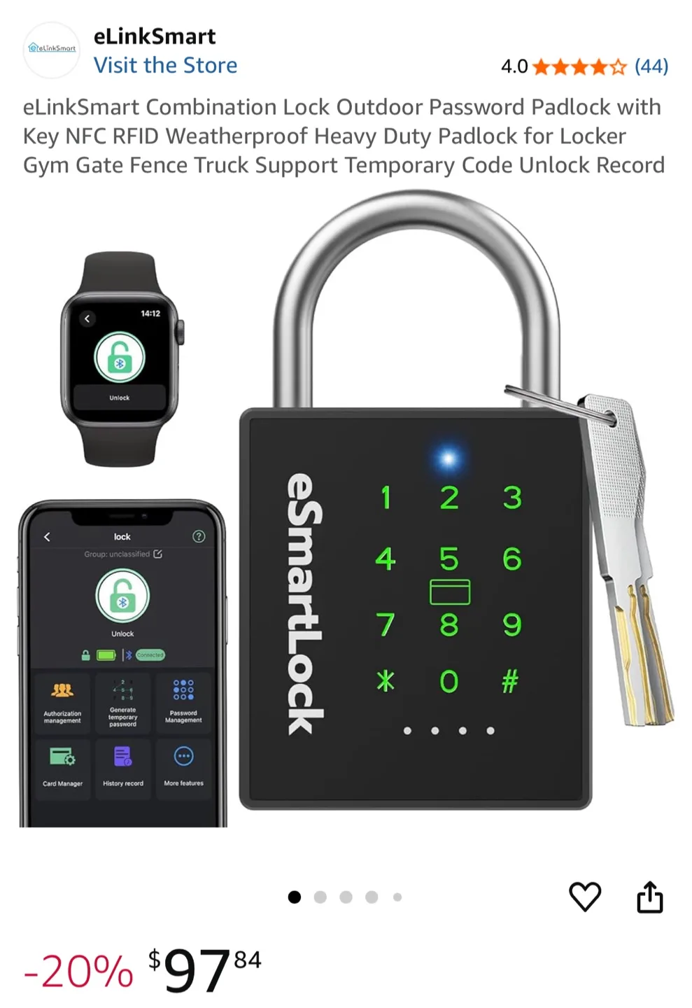 eSmartLock Combination Lock Outdoor Password Padlock image indicator(2)