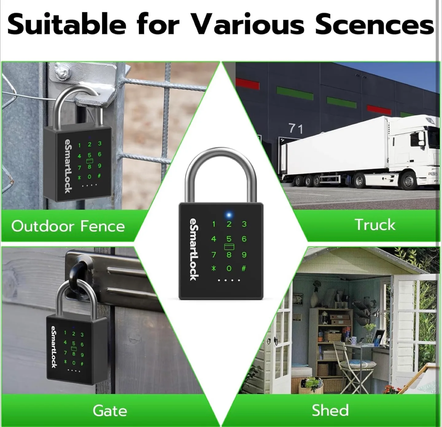 eSmartLock Combination Lock Outdoor Password Padlock image indicator(3)