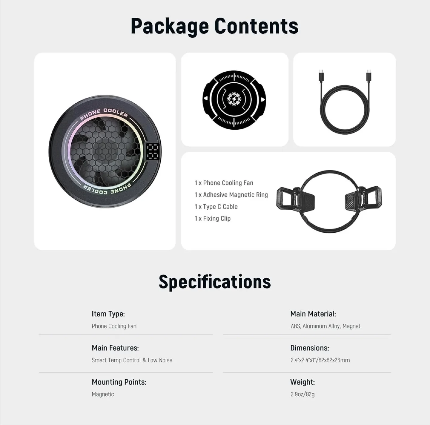 NEEWER Basics Magnetic Phone Cooler PA069 - Like New! image indicator(8)