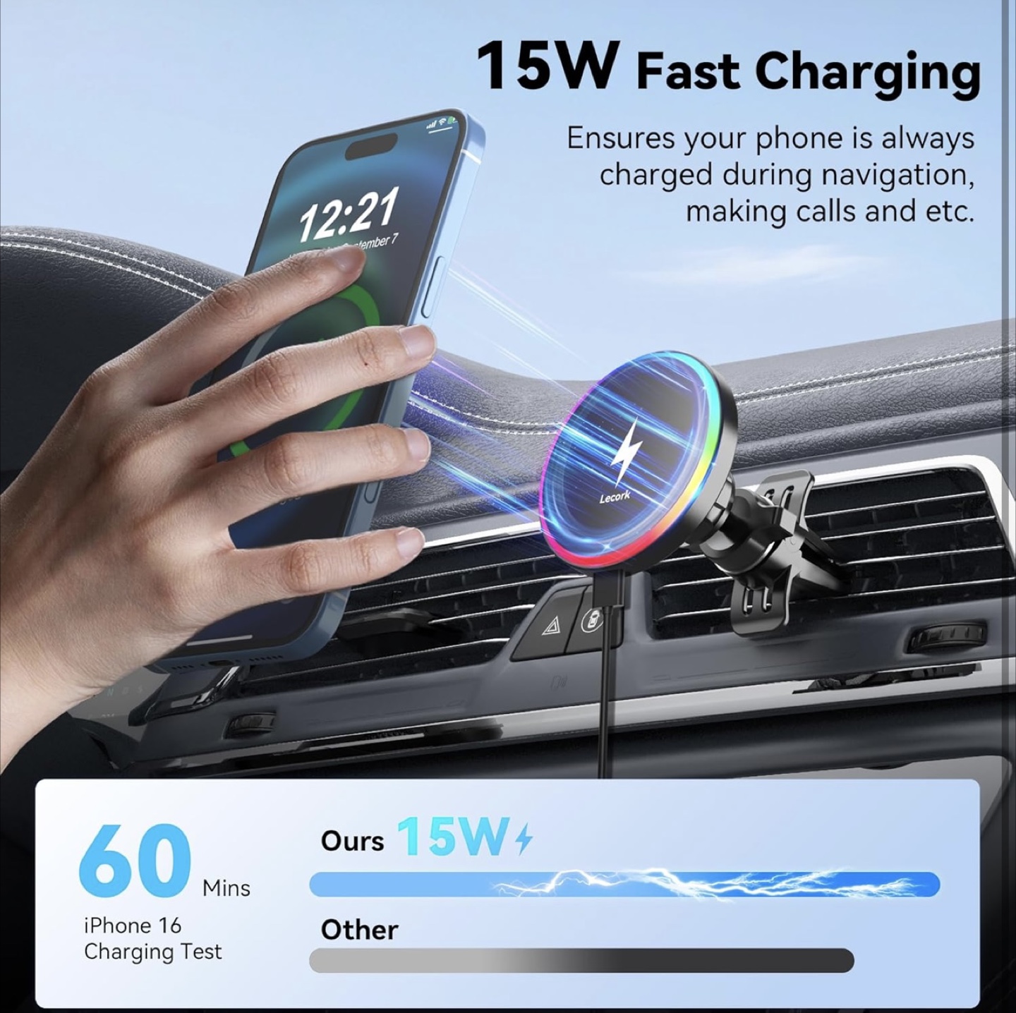 Lecork Magnetic Wireless Car Charger - New in Box! - photo 3