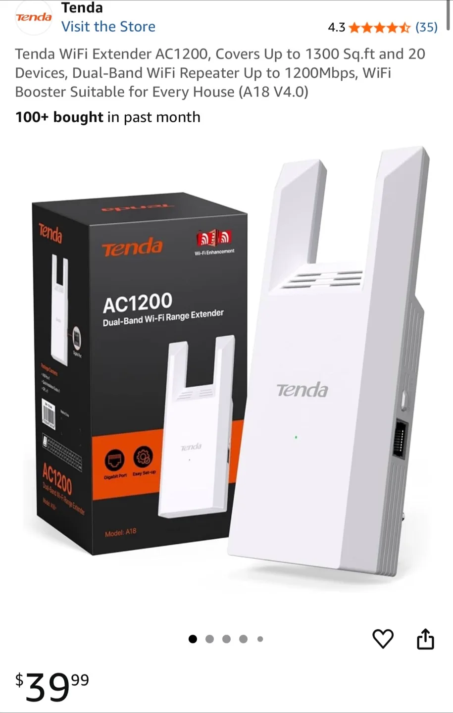 Tenda AC1200 Dual-Band WiFi Range Extender - New in Box image indicator(2)