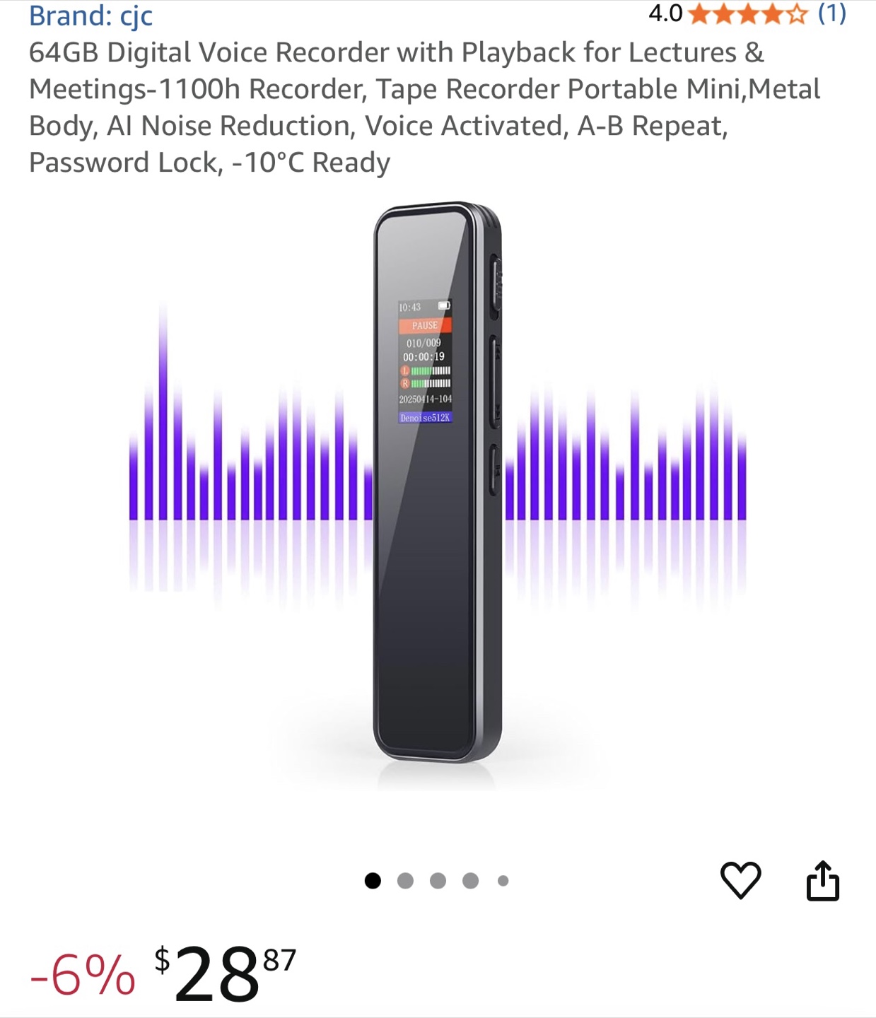 CJC Digital Voice Recorder - Like New! - photo 2