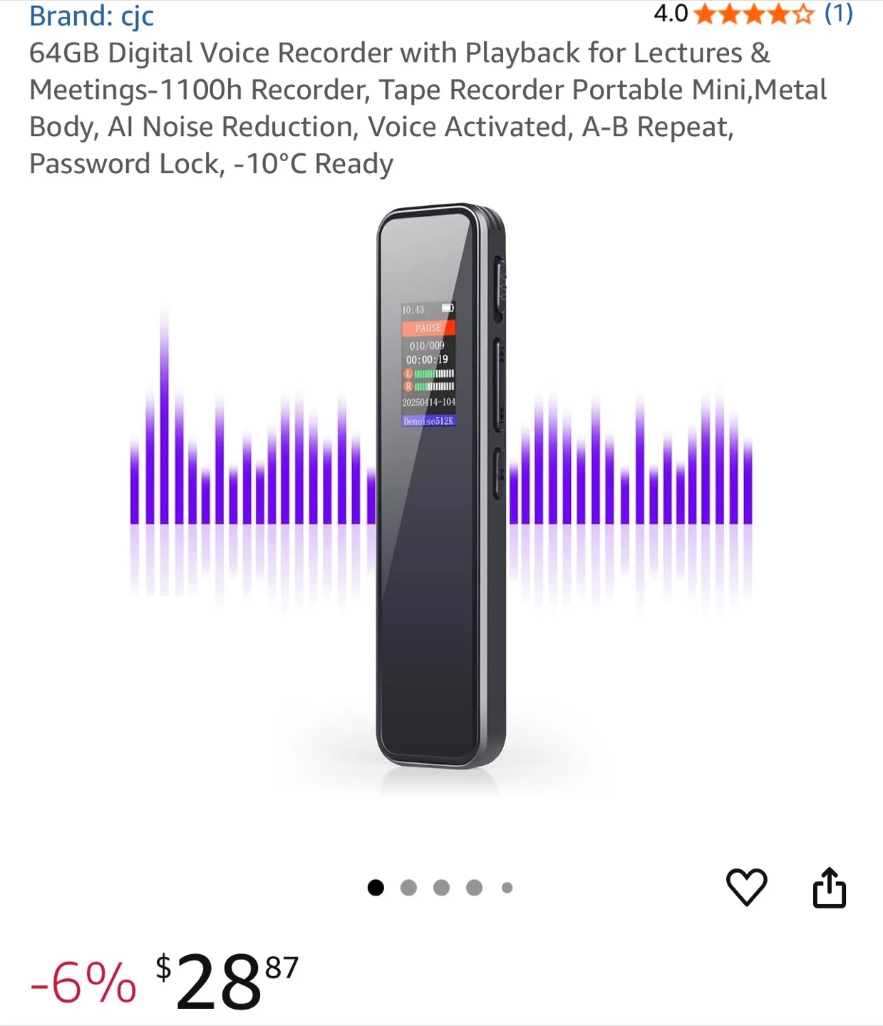 CJC Digital Voice Recorder - Like New! image indicator(2)