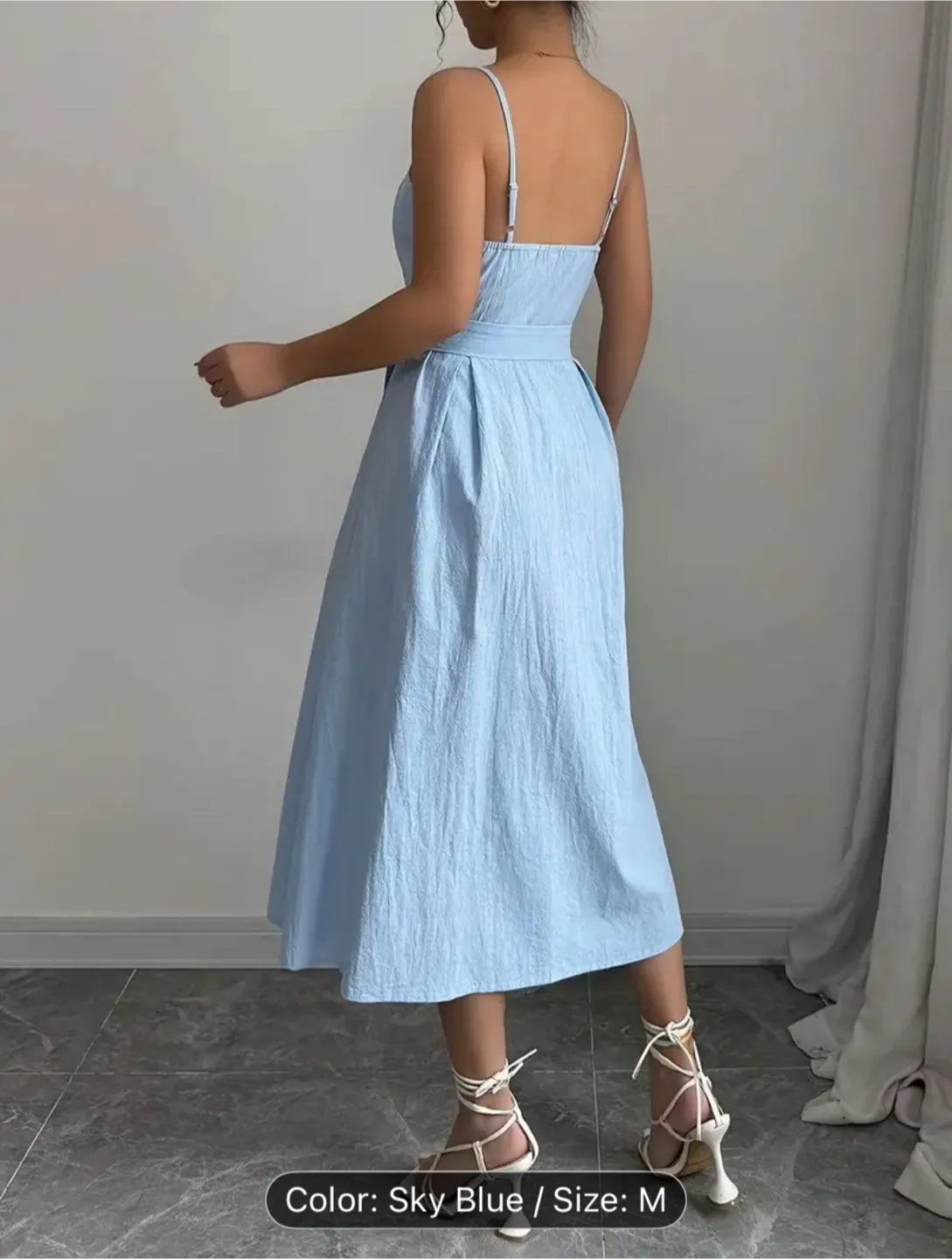 Sky Blue Button-Down Dress - Size M image indicator(2)