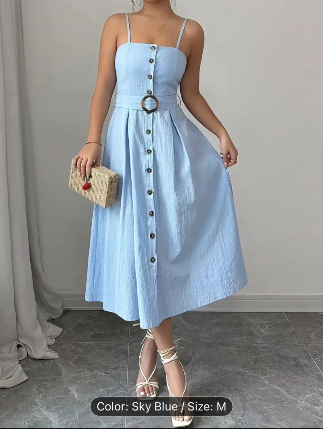 Sky Blue Button-Down Dress - Size M image indicator(3)