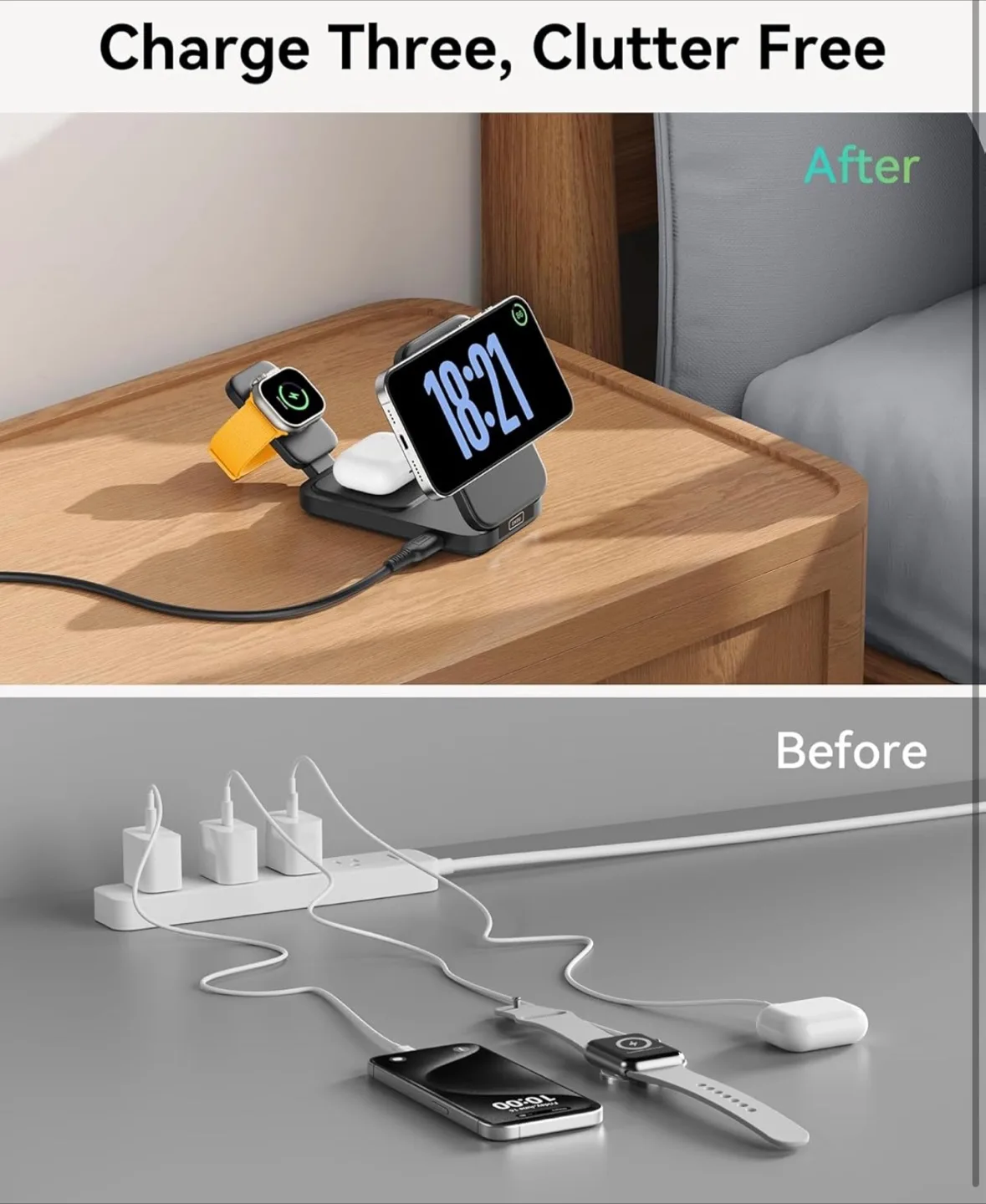 New INIU 3-in-1 Magnetic Wireless Charger W31-E1 image indicator(5)