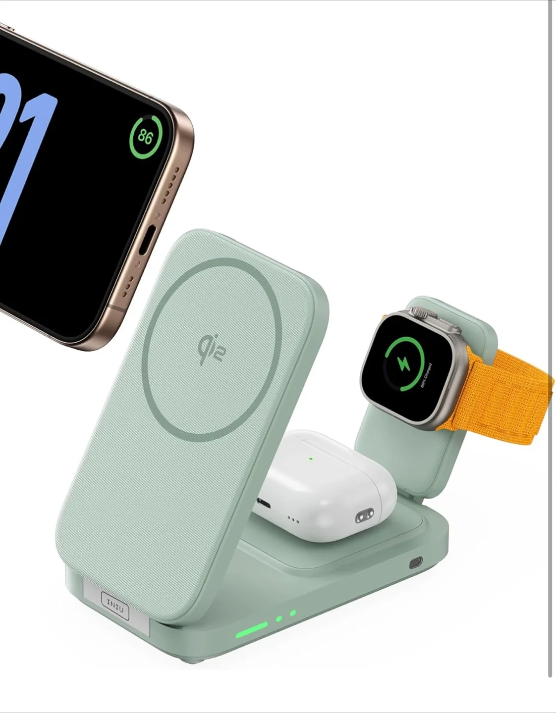 New INIU 3-in-1 Magnetic Wireless Charger W31-E1 image indicator(2)