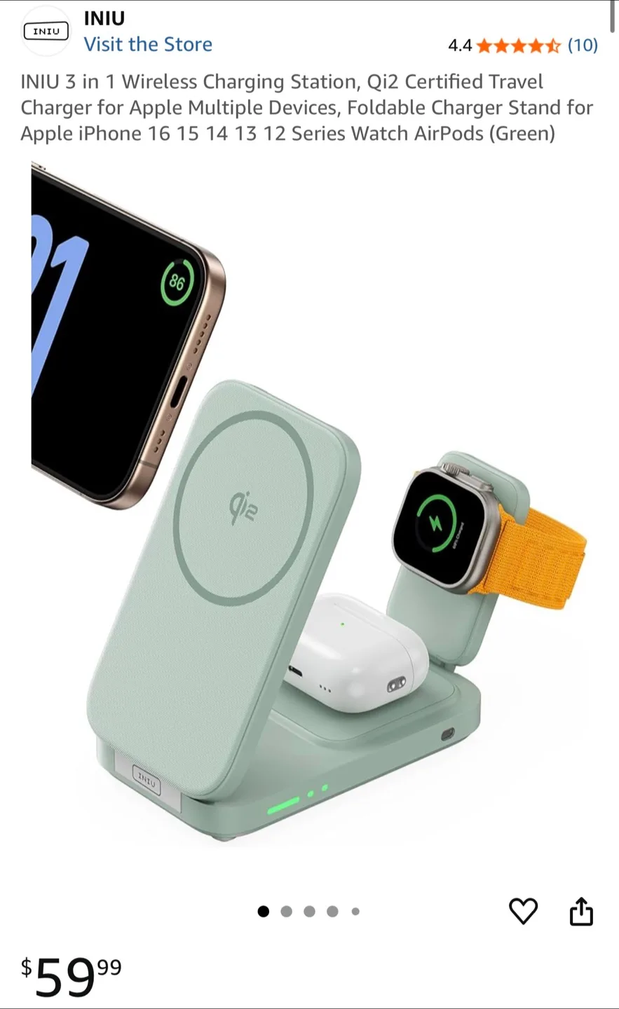 New INIU 3-in-1 Magnetic Wireless Charger W31-E1 image indicator(8)