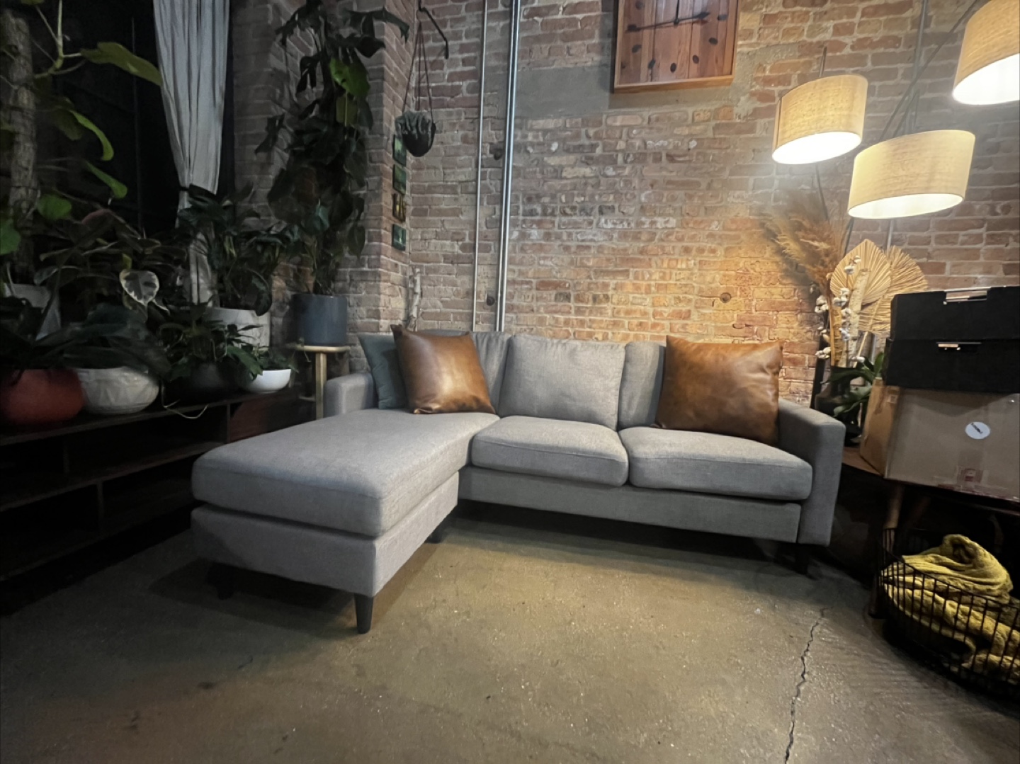 Gray Sectional Sofa with Chaise Lounge