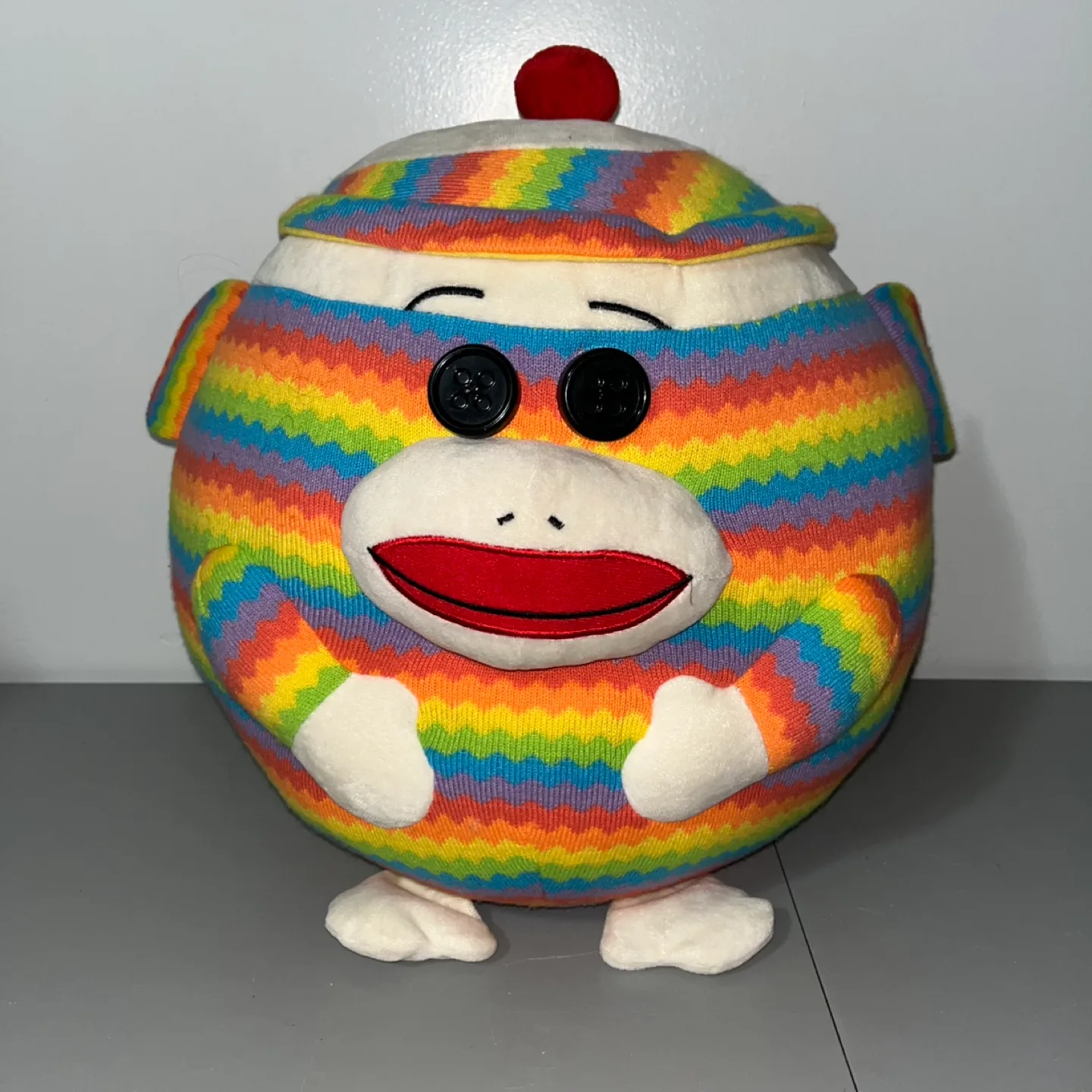 Ty Beanie Ballz Rainbow Sock Monkey 2012 12” Retired thumbnail