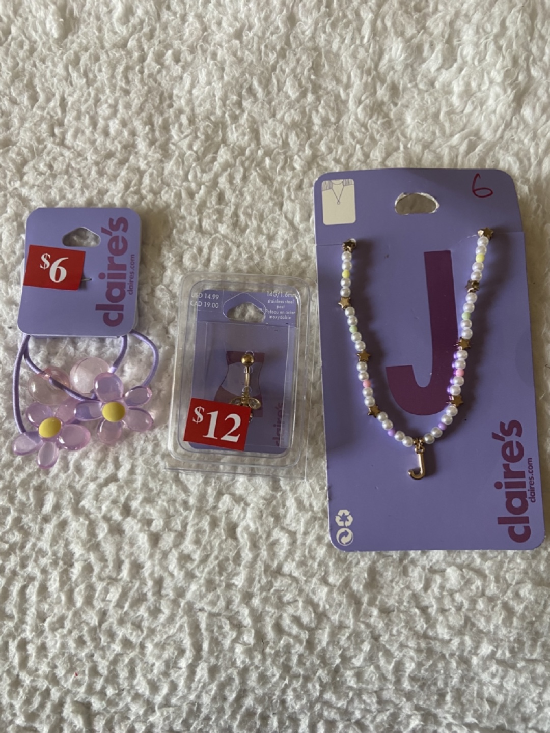 Claire's Hair Ties, Necklace, Belly Ring
