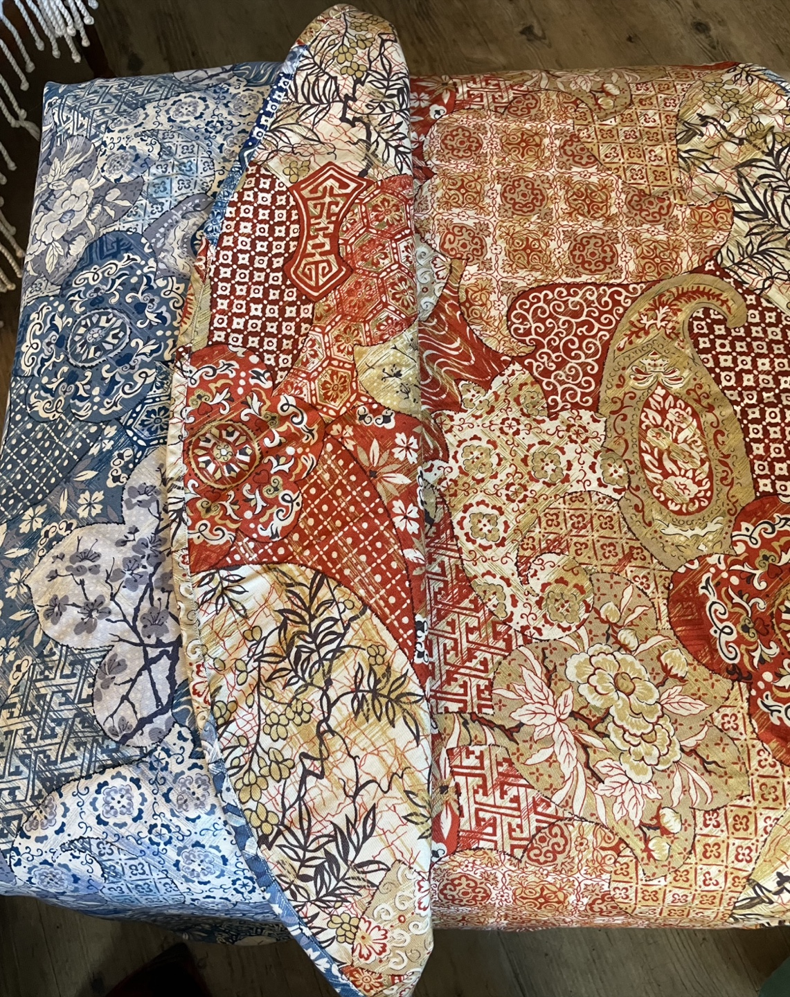 Reversible round tablecloth handmade