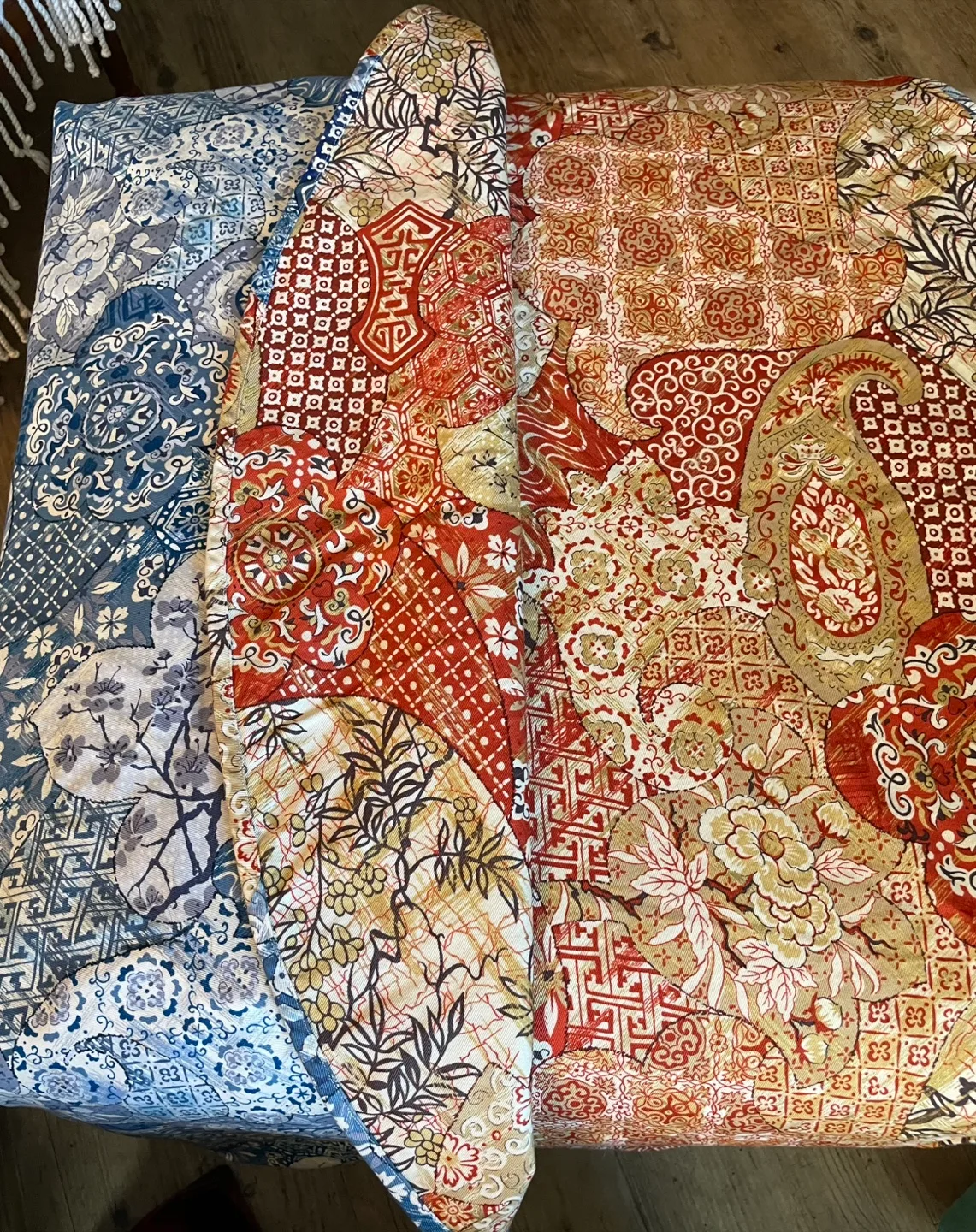 Reversible round tablecloth handmade thumbnail