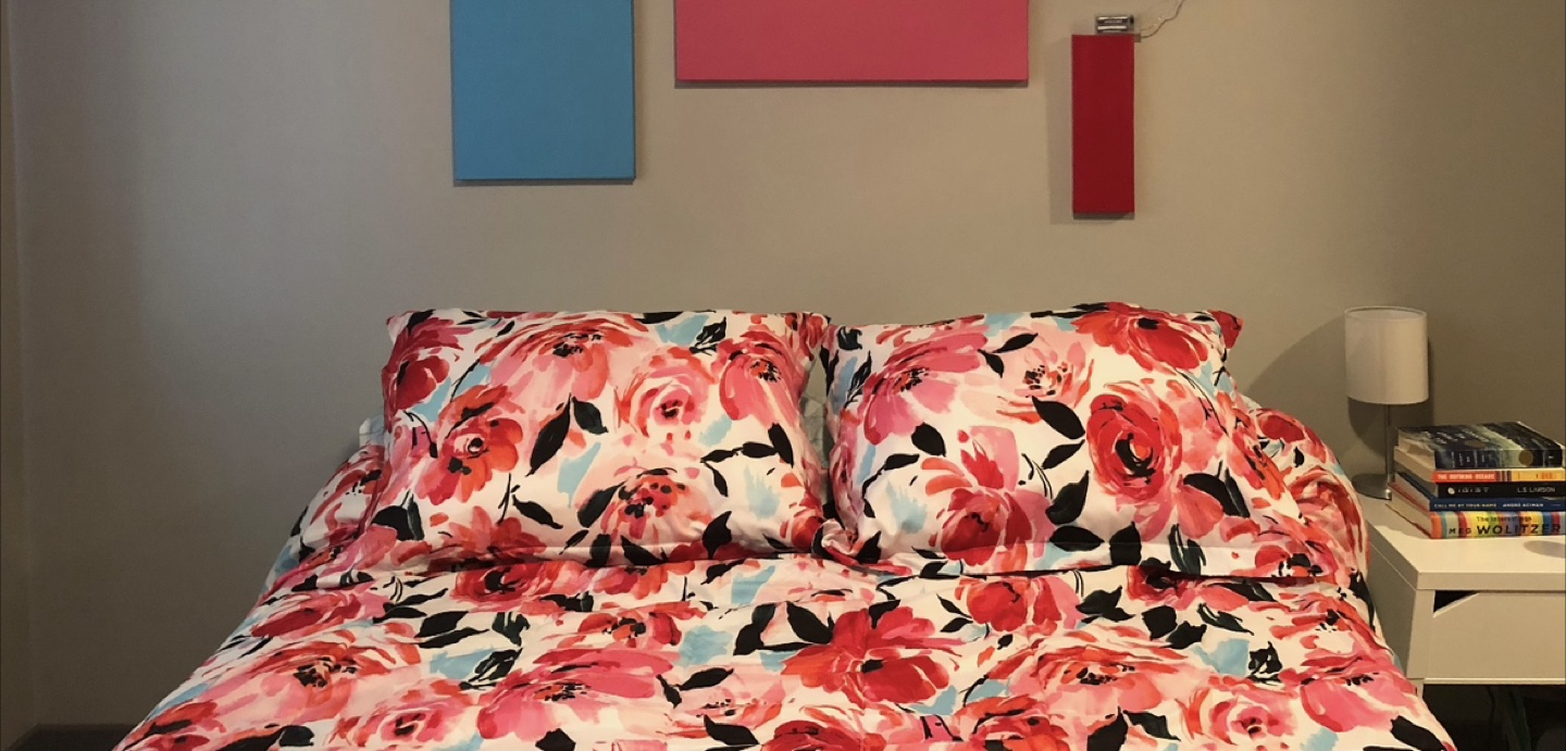 Floral bright pink/blue full size bedding set