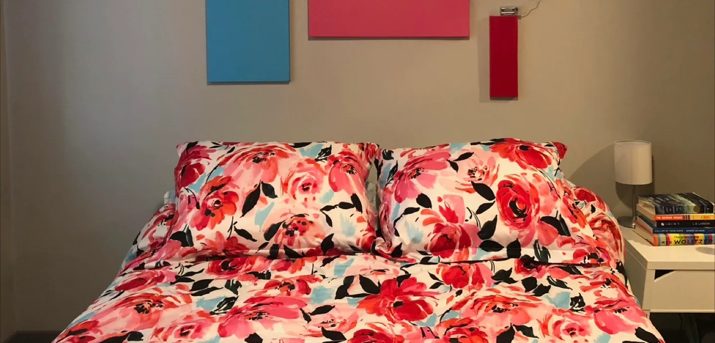 Floral bright pink/blue full size bedding set thumbnail