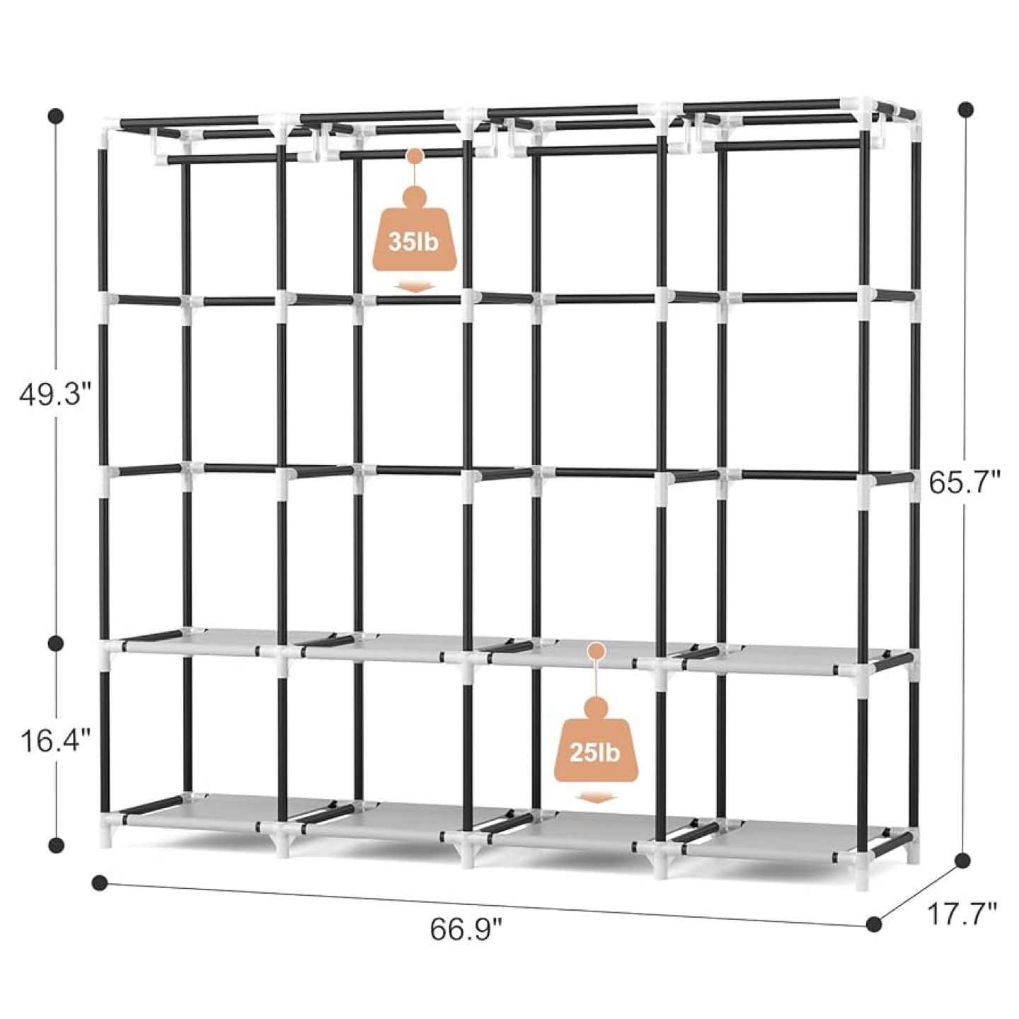 Portable Wardrobe Closet Organizer with Shelves - photo 2
