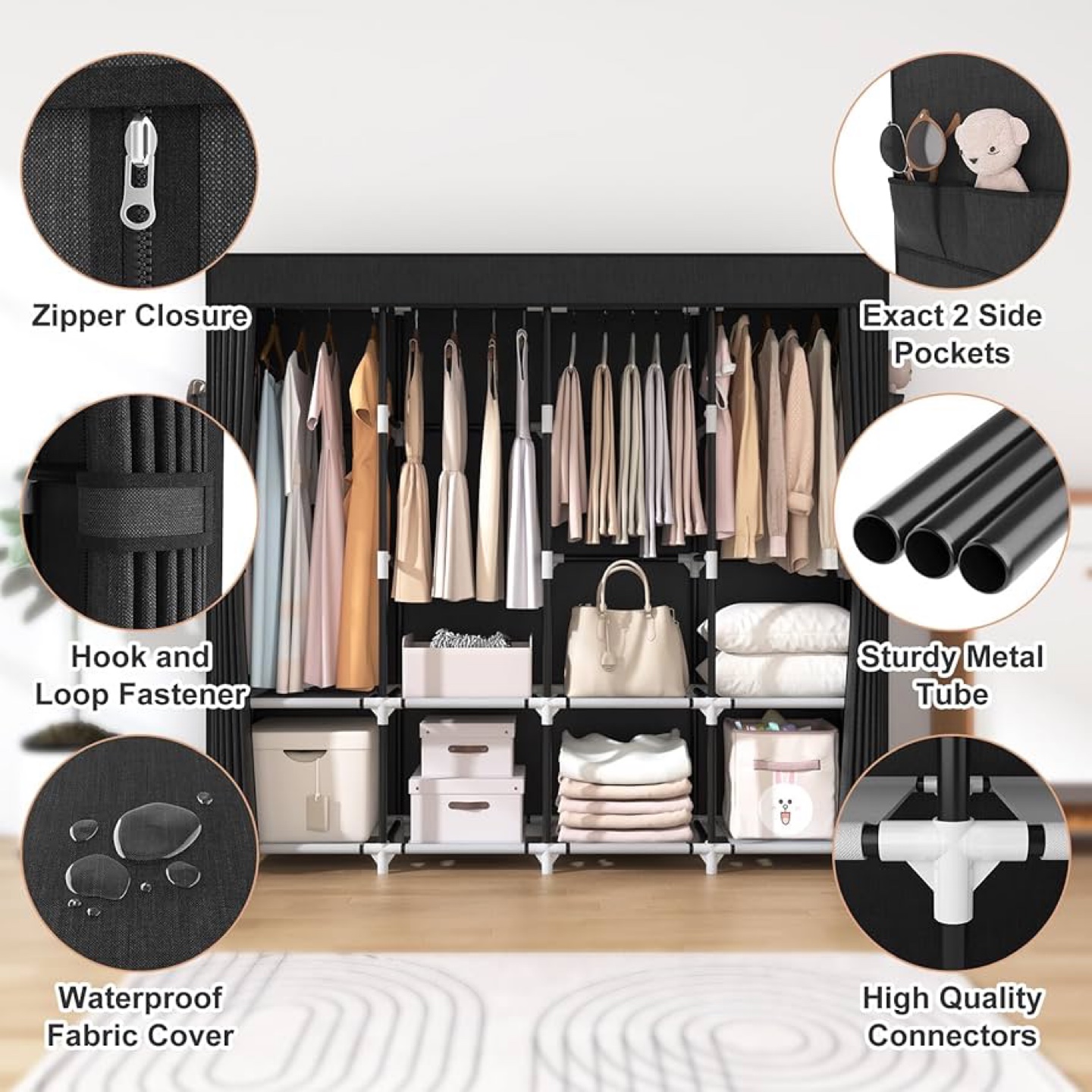 Portable Wardrobe Closet Organizer with Shelves - photo 3