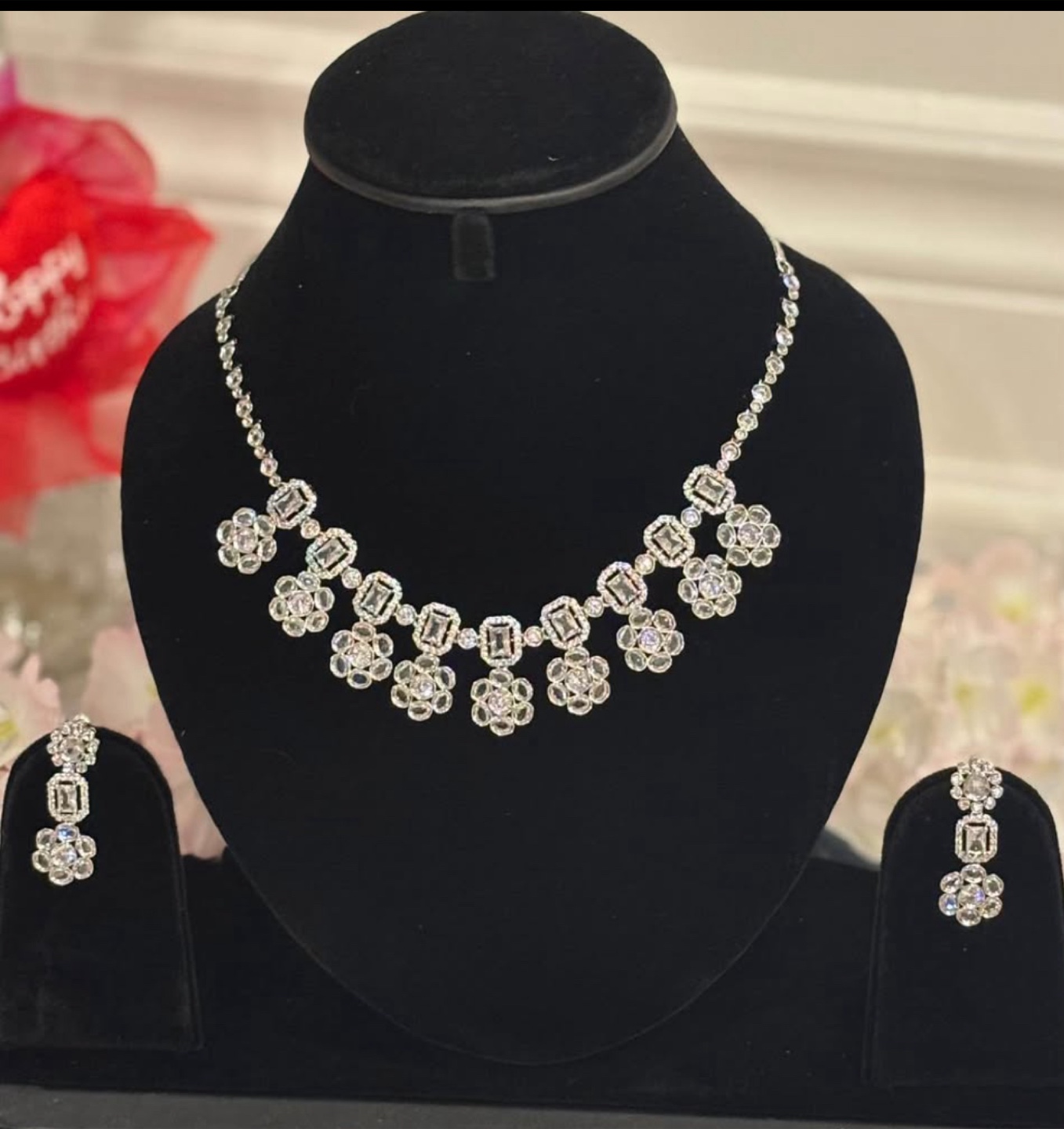 Silver Necklace and Earring Set