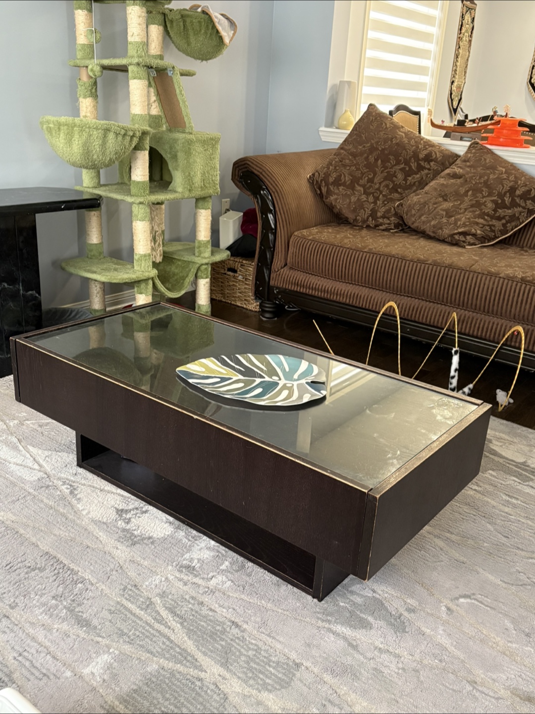 Coffee Table with Glass Top & Drawer