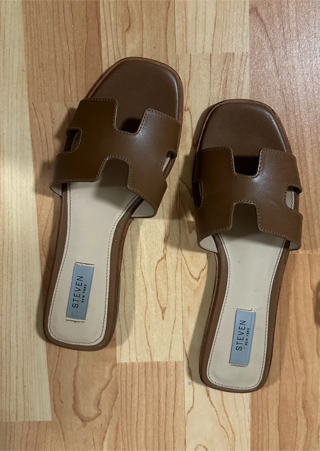 Rent/Buy Brown Leather Slides from Steven New York image indicator(2)