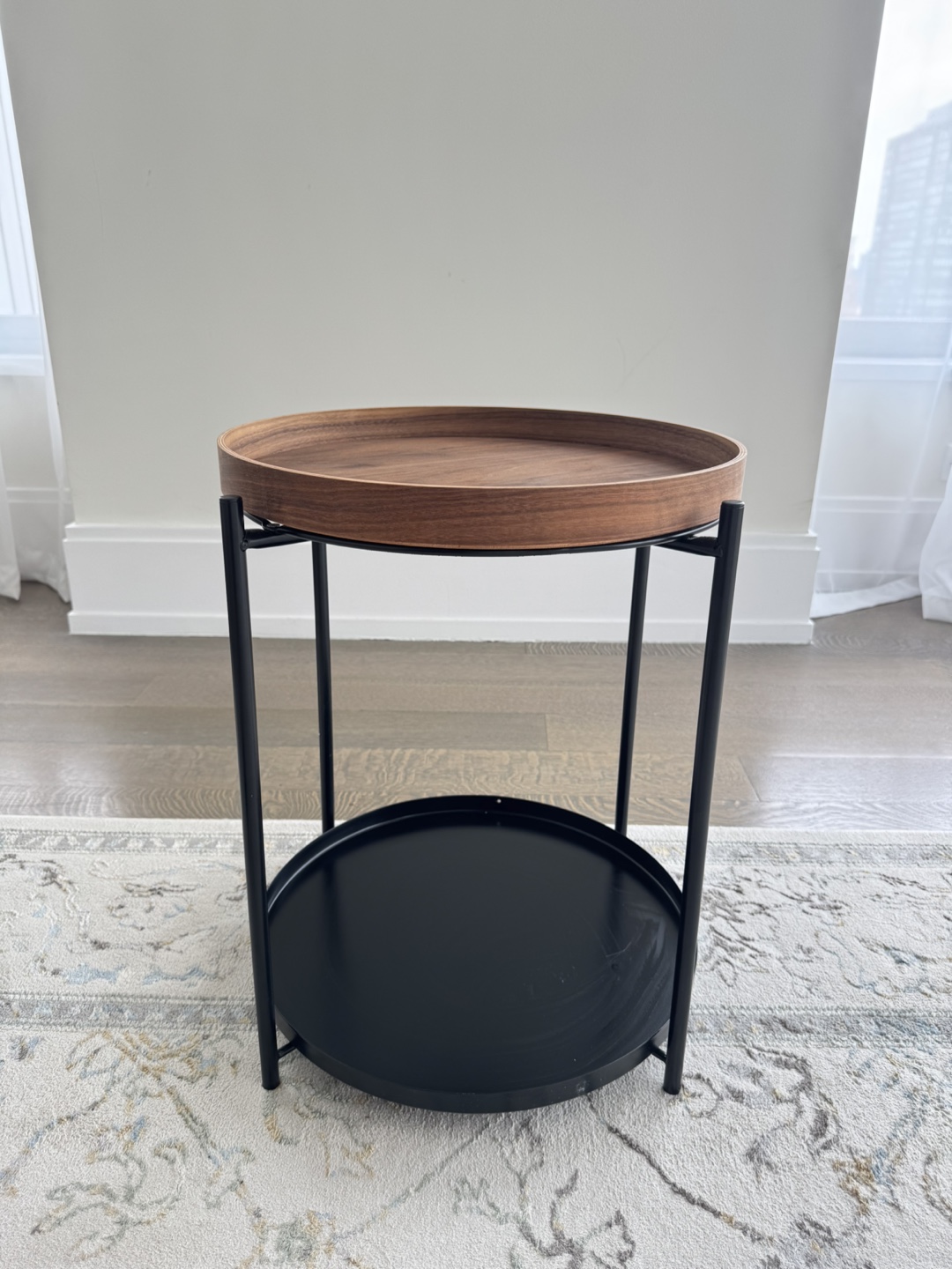 IKEA GLADOM Black Tray table + OMBONAD Walnut Tray