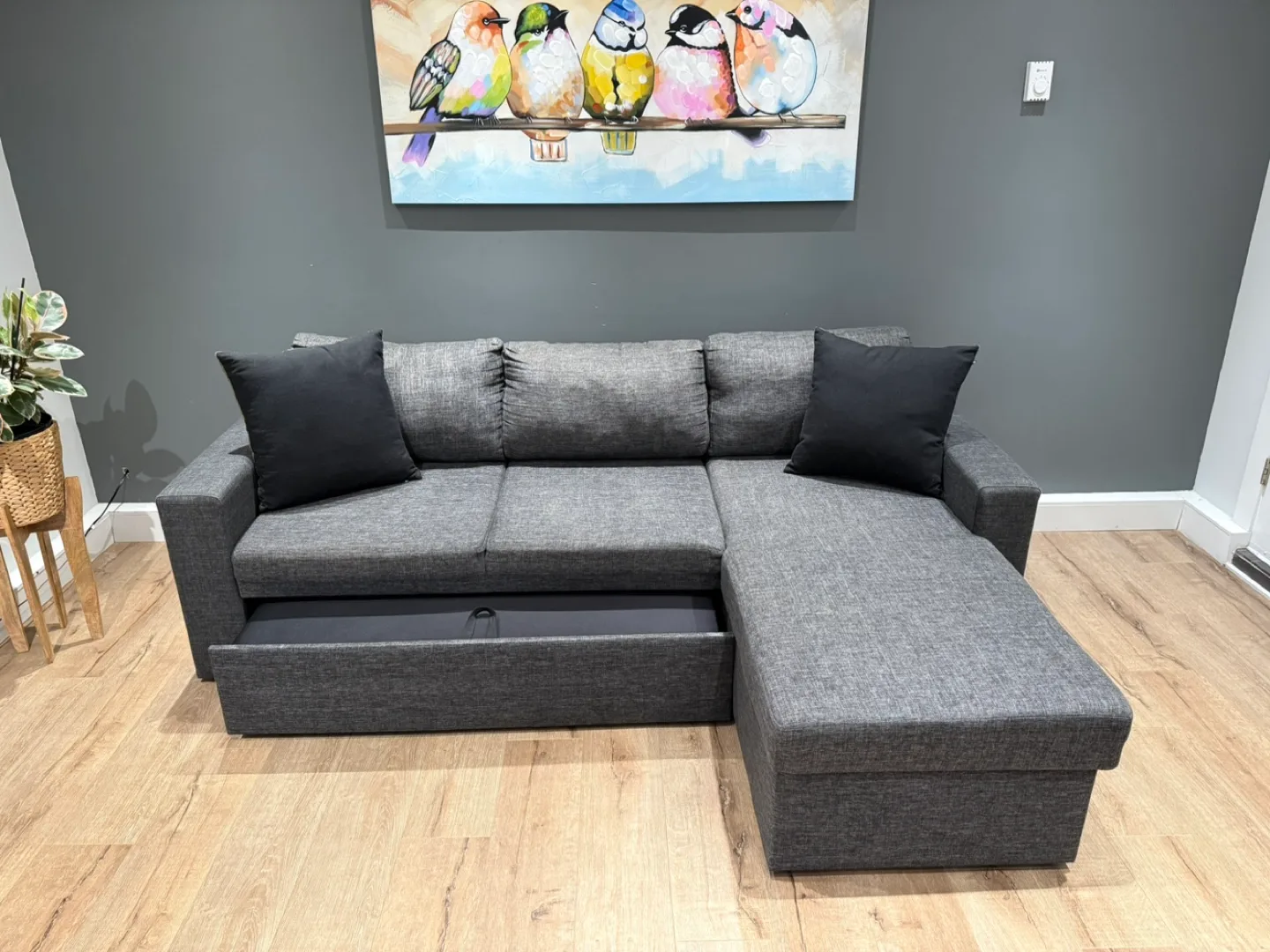 Excellent Condition Pallucci Dark Grey Sofa Bed Sectional image indicator(6)