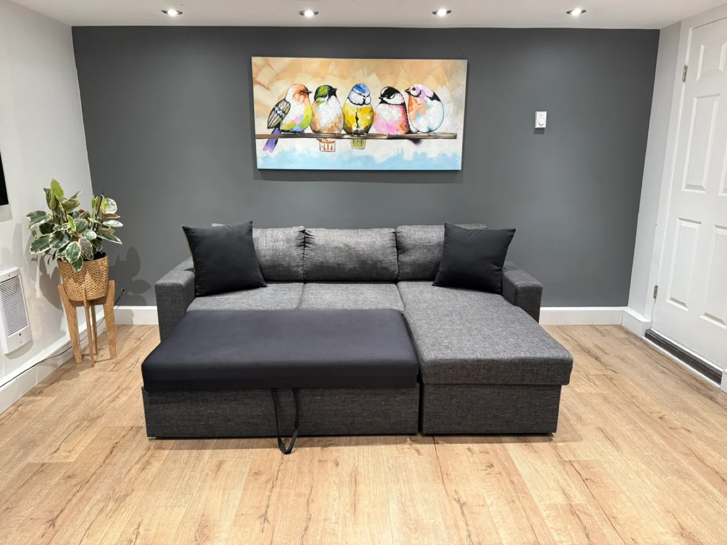 Excellent Condition Pallucci Dark Grey Sofa Bed Sectional image indicator(8)